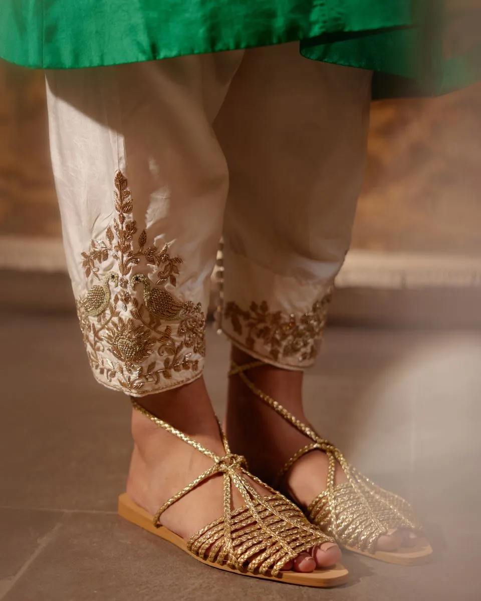 Bulbul green tunic with trousers-2