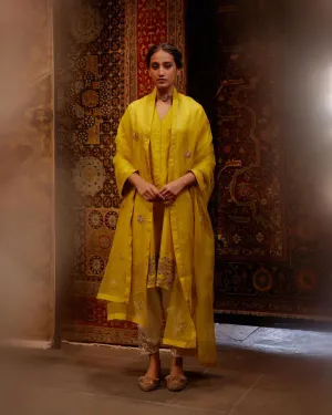 Bulbul mustard tunic with trousers-3
