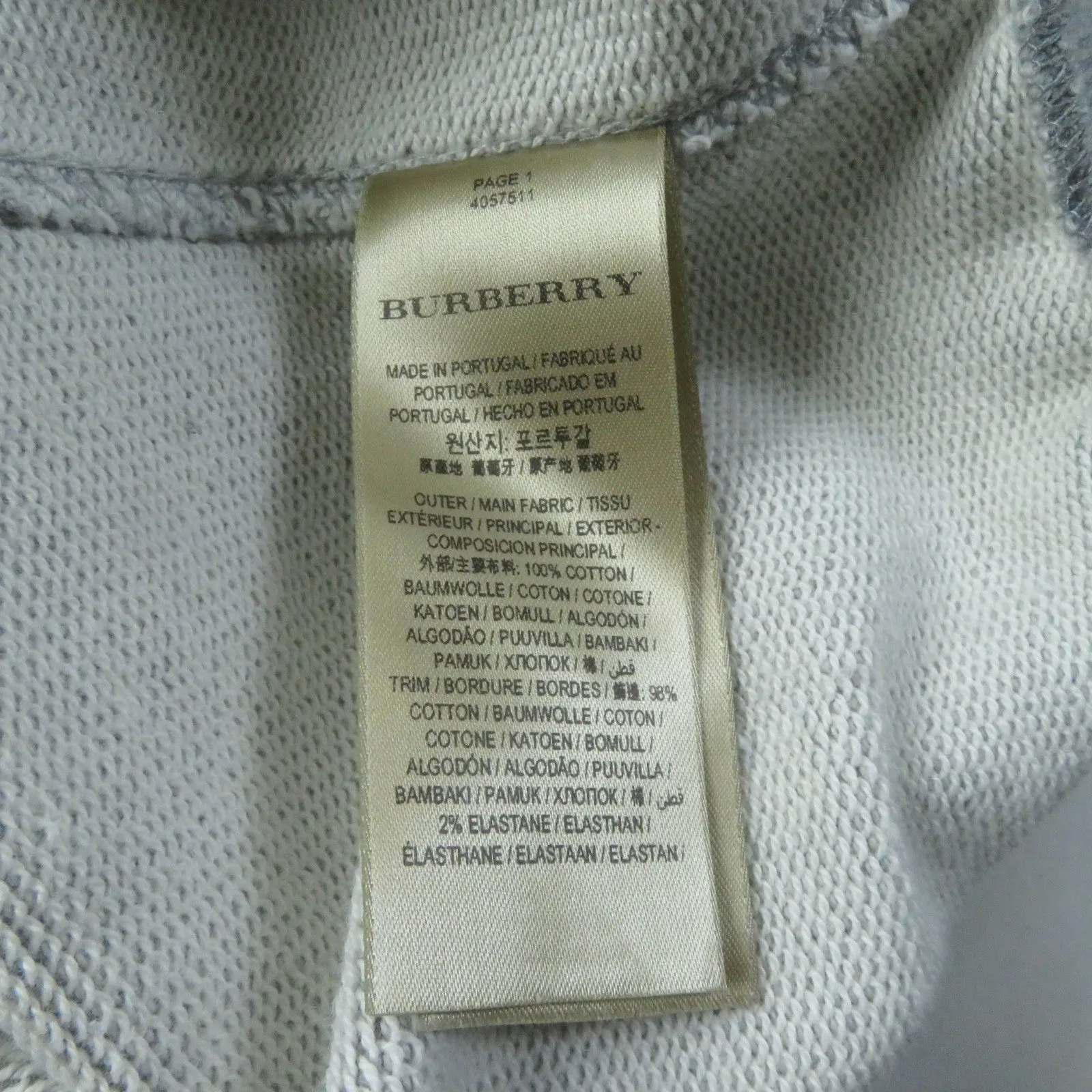 Burberry Cotton Crew Neck Tunic Dress Gray M