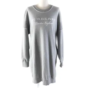 Burberry Cotton Crew Neck Tunic Dress Gray M