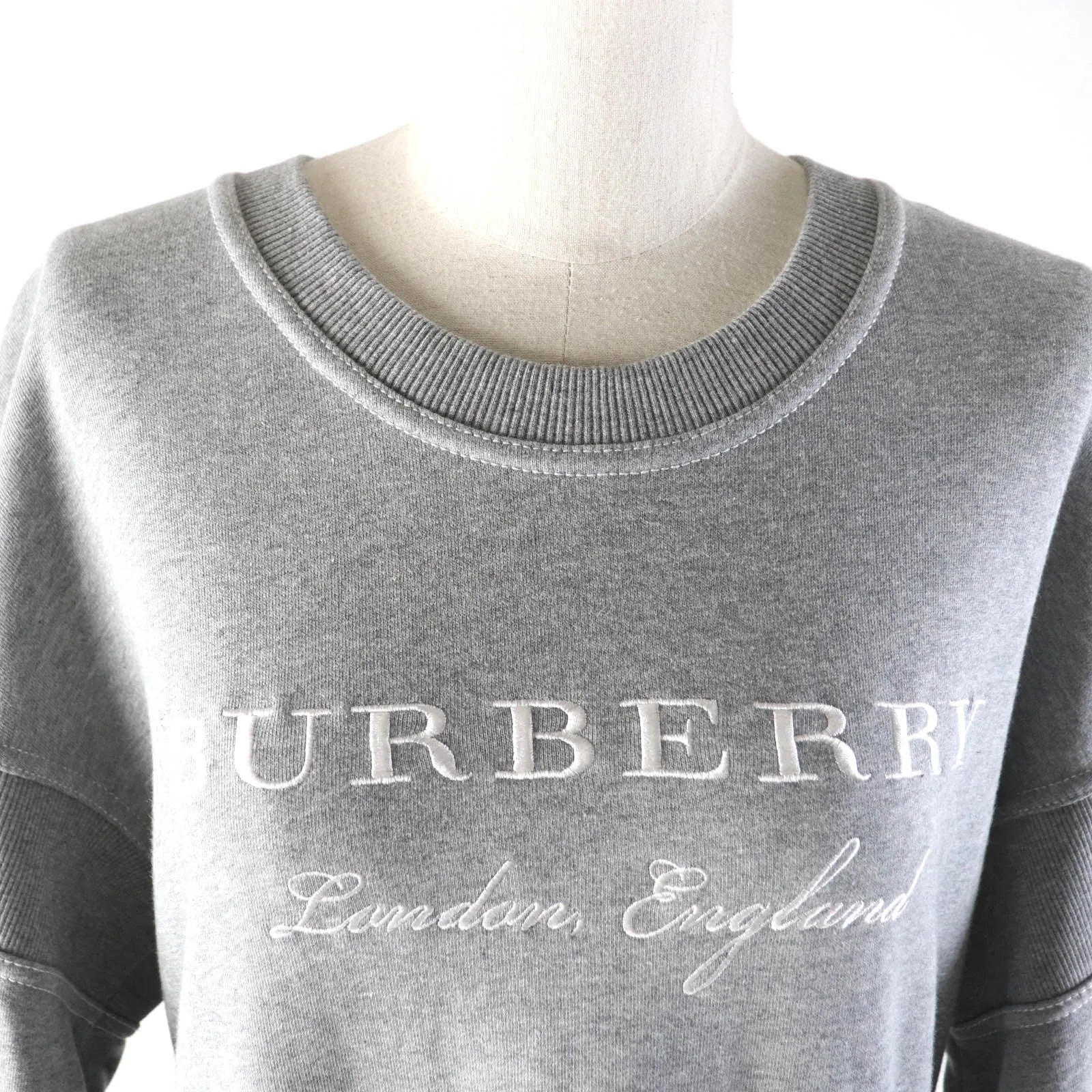 Burberry Cotton Crew Neck Tunic Dress Gray M