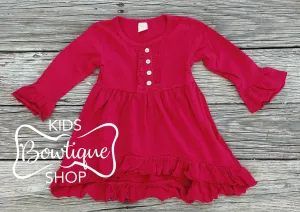 Burgundy Red High Low Tunic Style Dress