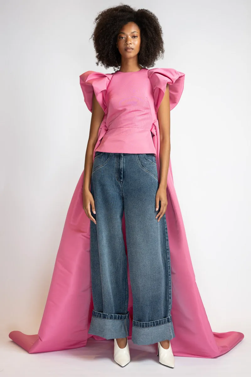 Camellia Faille Cape Top