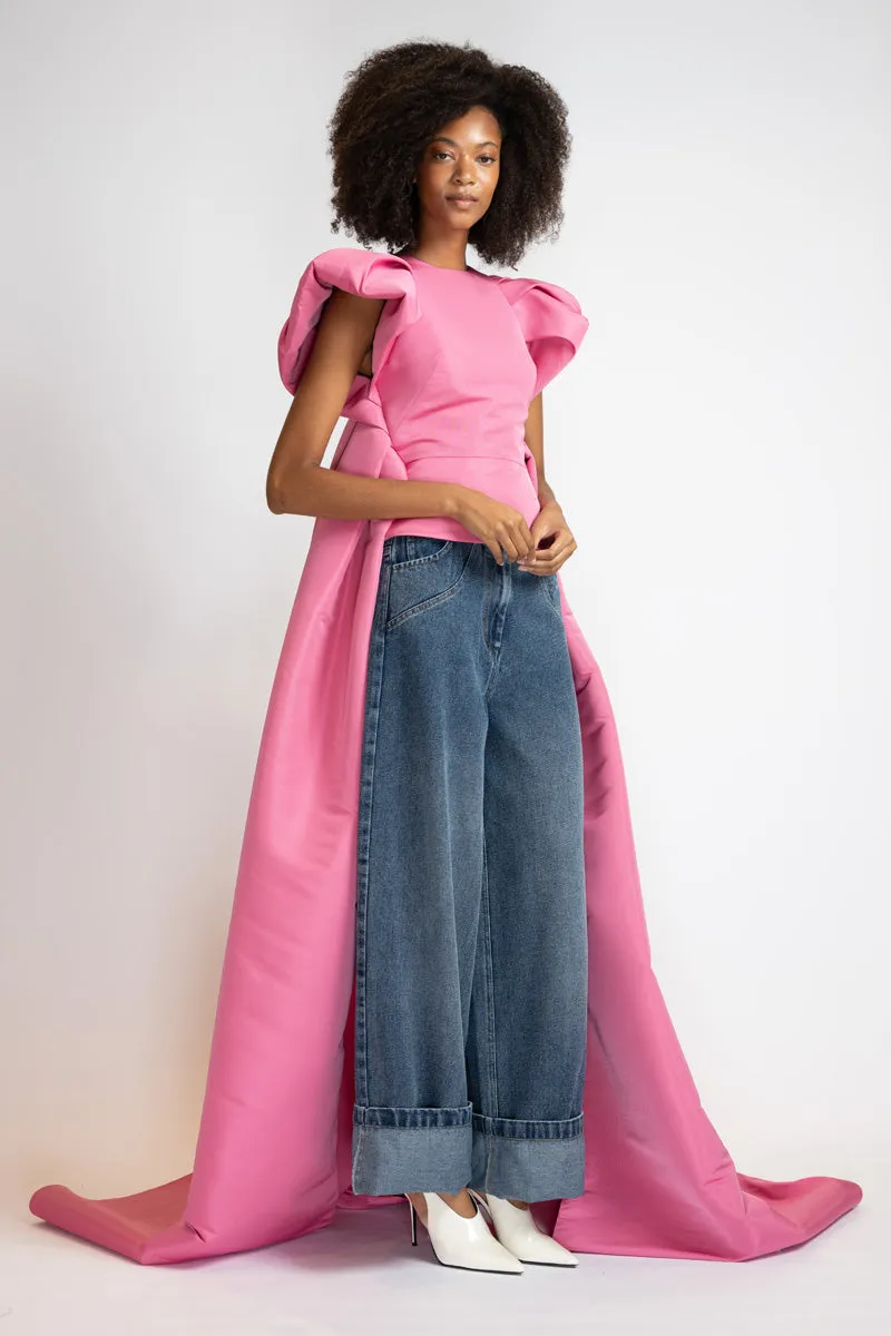 Camellia Faille Cape Top