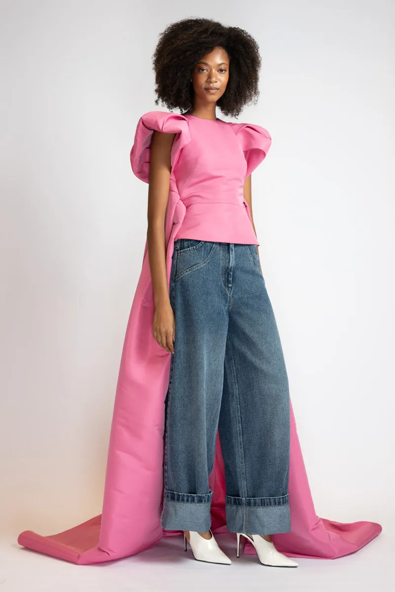 Camellia Faille Cape Top