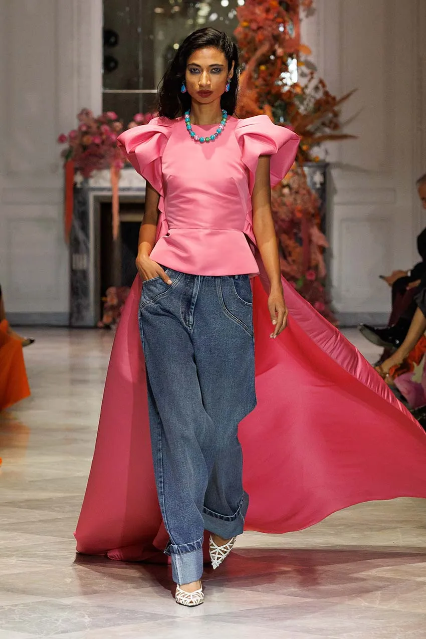 Camellia Faille Cape Top