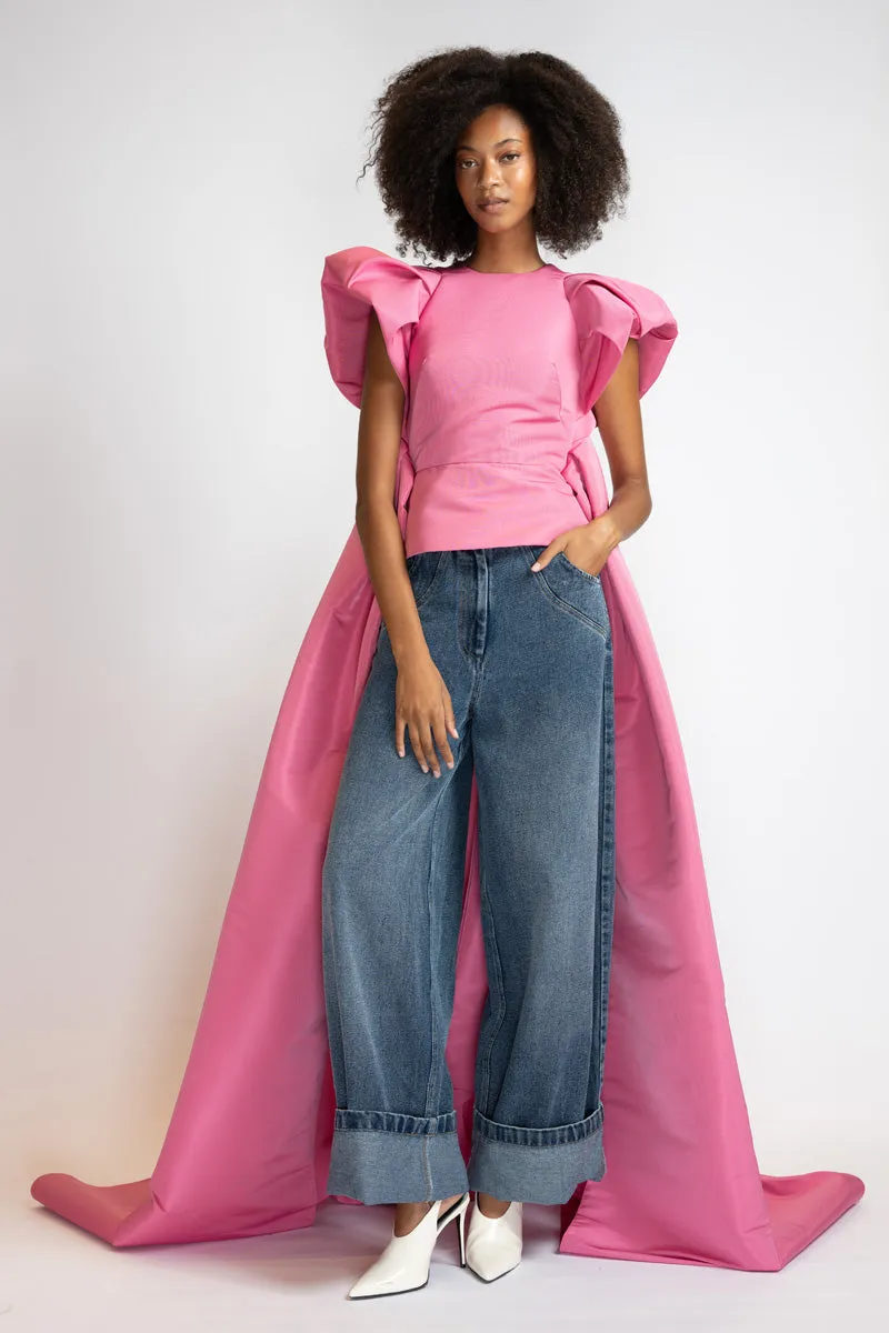 Camellia Faille Cape Top