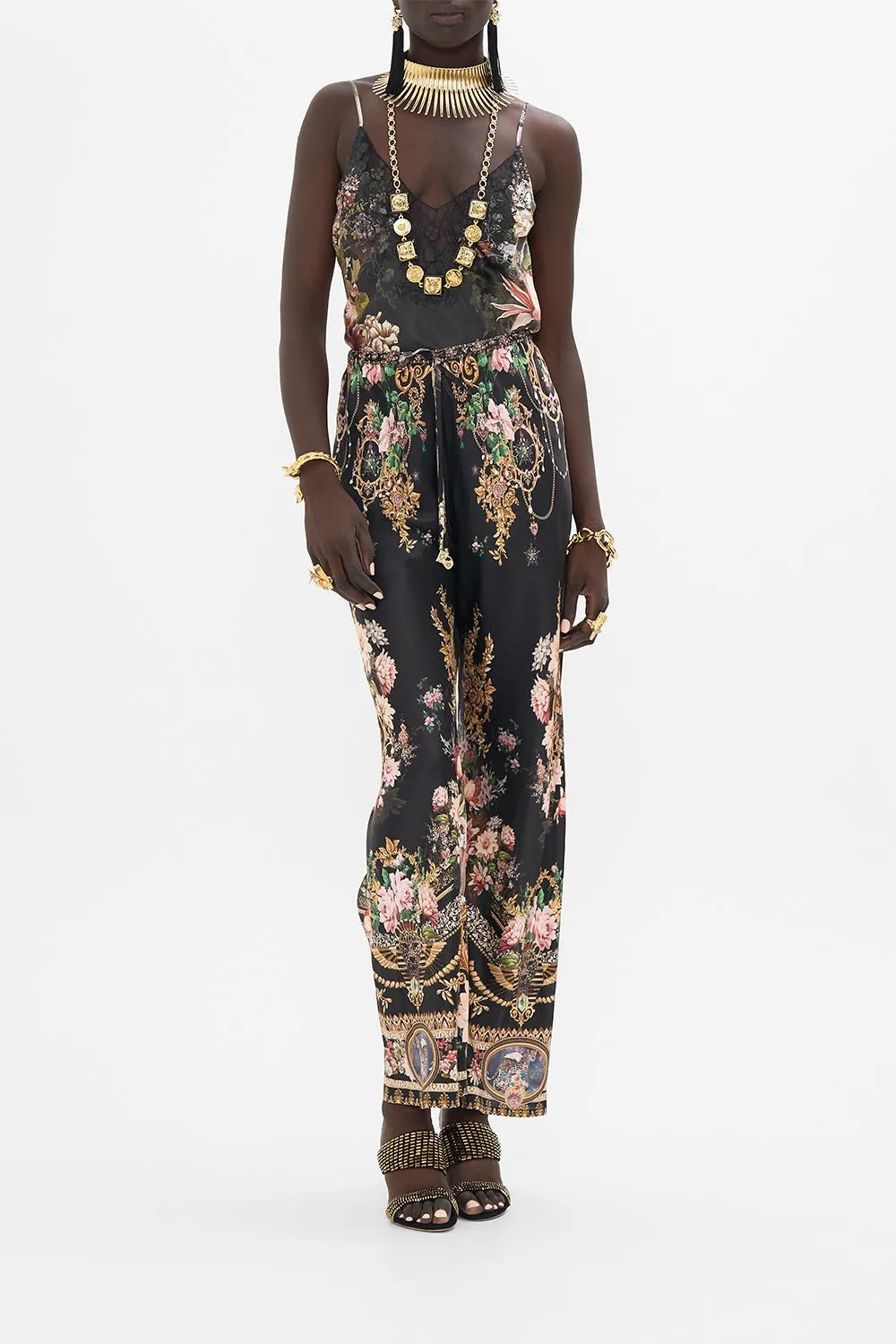 Camilla Bias Cut Drawstring Pant in Dynasty Daze