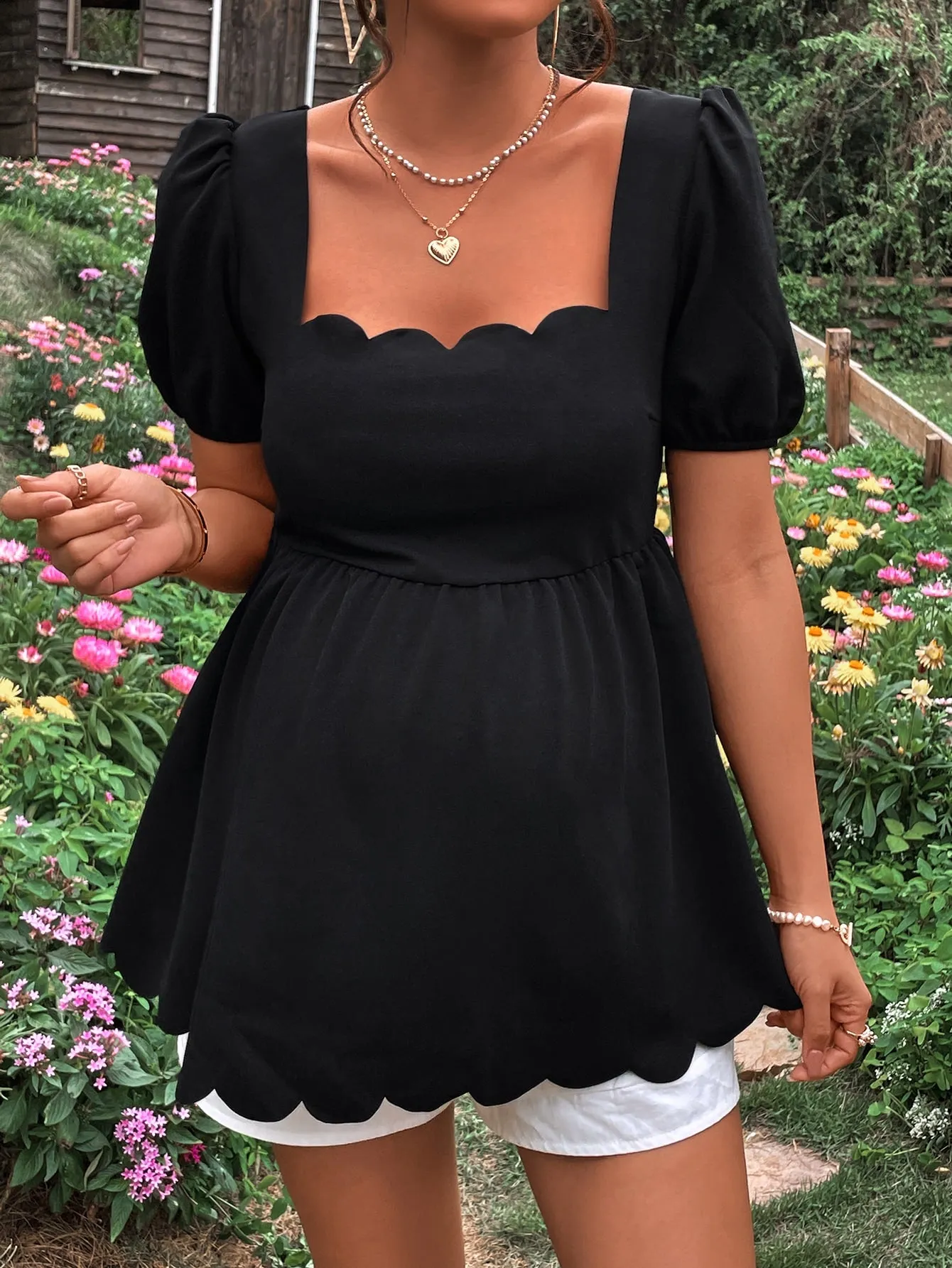 Camiseta de Maternidad Peplum de Cherry Vibes en