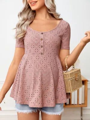 Camiseta Premamá Peplum con Botón Delantero