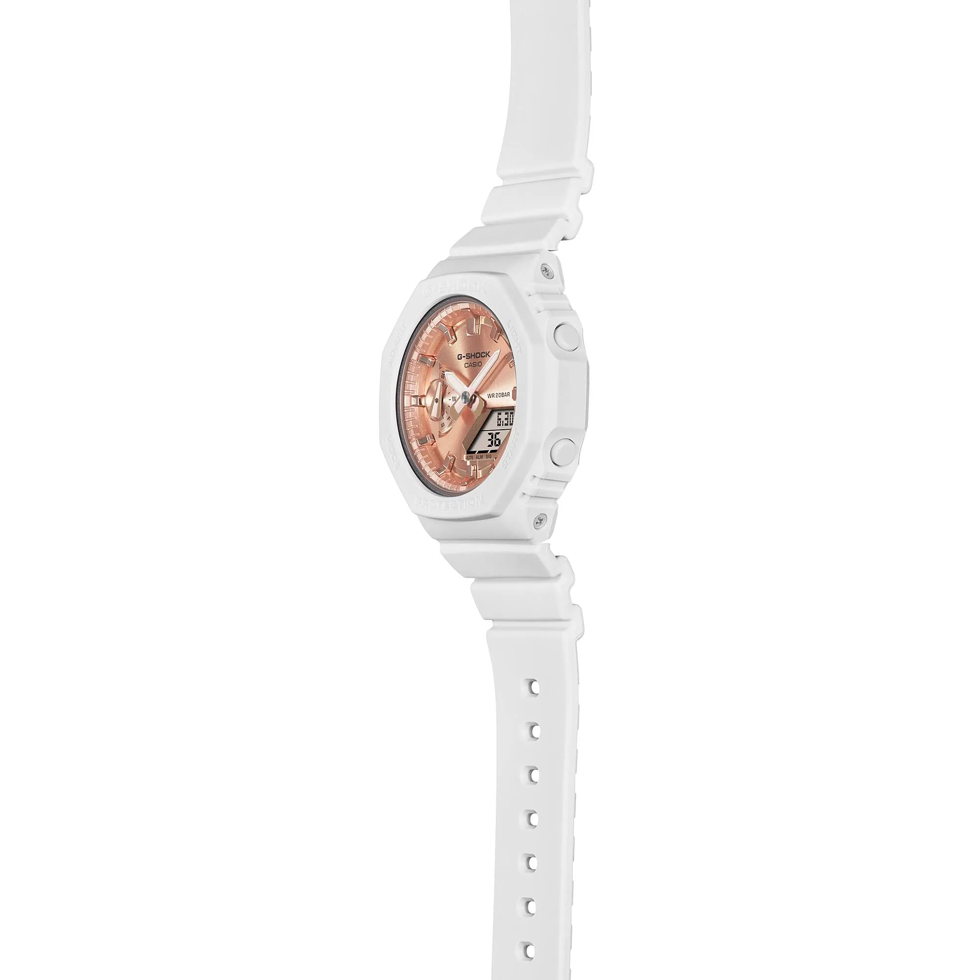 Casio G-Shock GMAS2100 “Mini CasiOak” White Pink Metallic Gold Watch GMAS2100M-7A