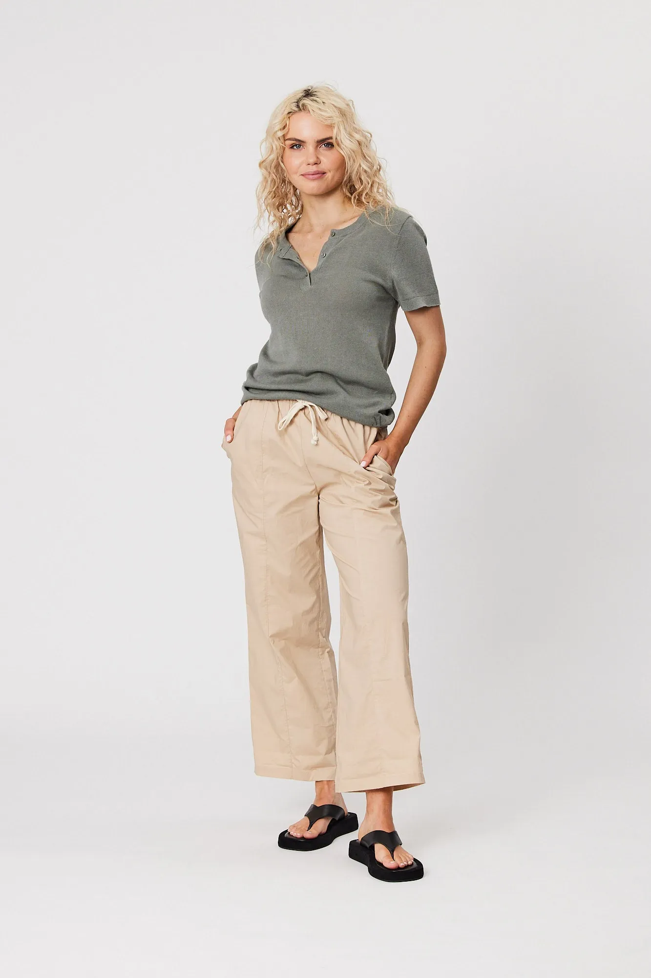 Castaway Henley Tee - Sage