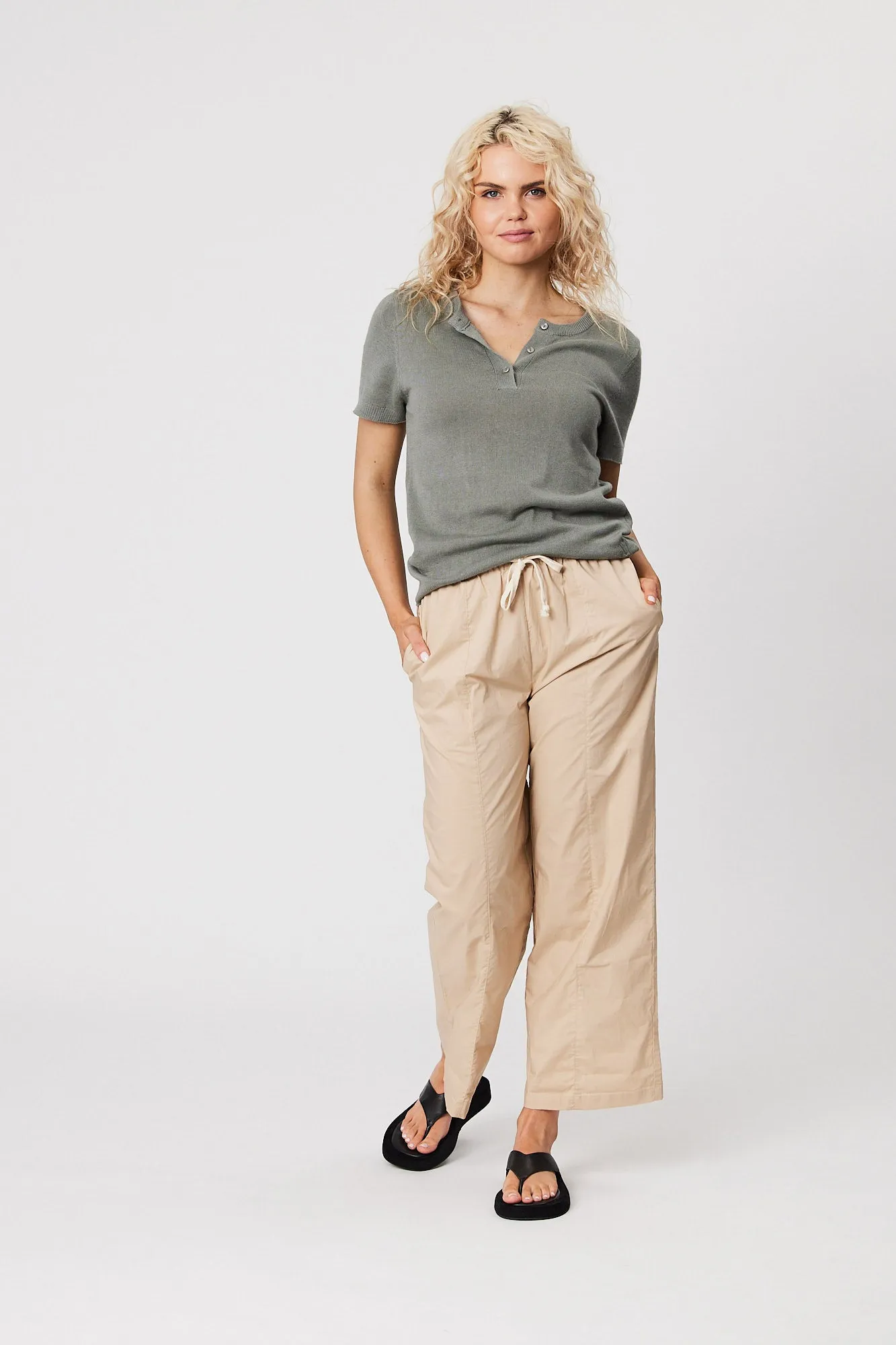 Castaway Henley Tee - Sage
