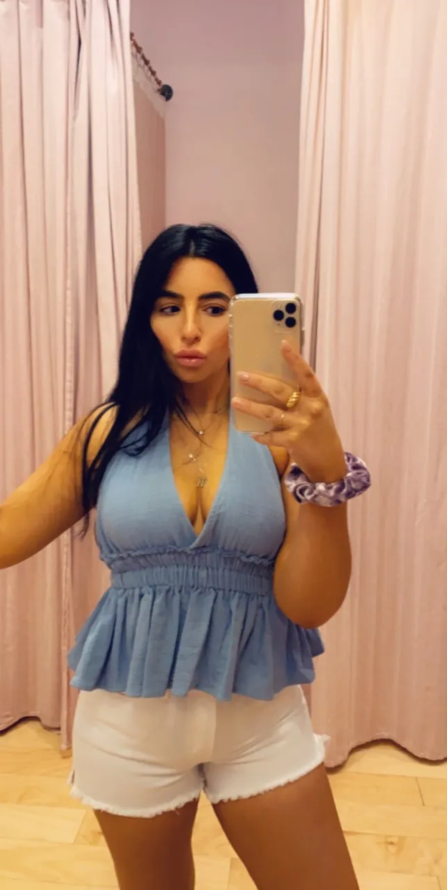 Chambray Peplum Halter Top