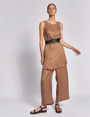 CHAMOISE LONG TUNIC | COGNAC
