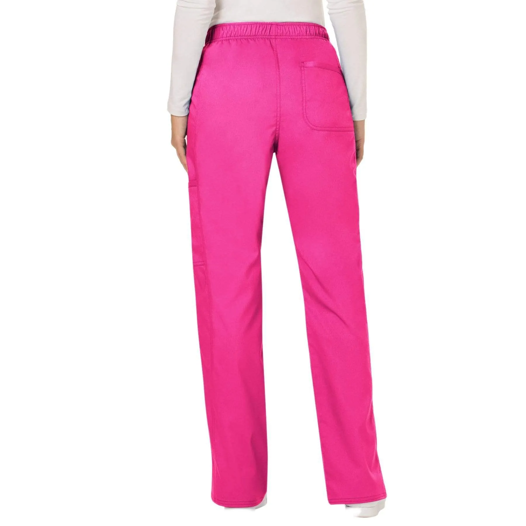 Cherokee Revolution WW120 Scrubs Pants Womens Mid Rise Flare Drawstring Electric Pink
