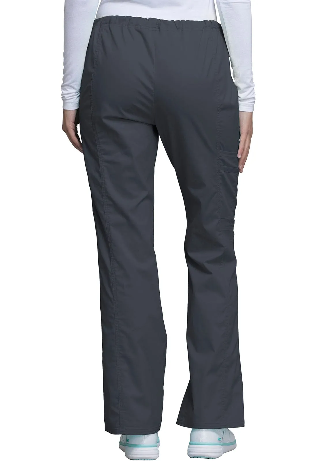 Cherokee Workwear Core Stretch 4044 Scrubs Pants Womens Mid Rise Drawstring Cargo Pewter
