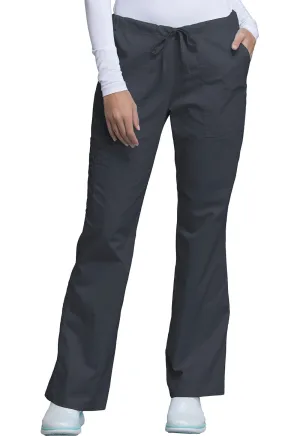 Cherokee Workwear Core Stretch 4044 Scrubs Pants Womens Mid Rise Drawstring Cargo Pewter