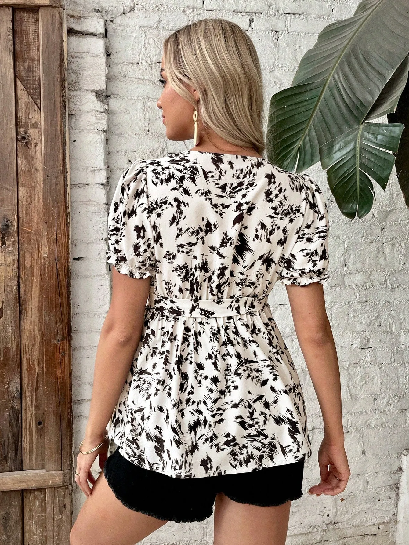 Cherry Vibes Blusa Peplum con Estampado para Maternidad