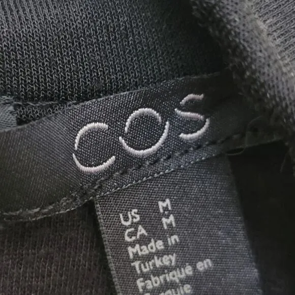 COS Collection of Style Tunic Top Sz Medium M Jersey Knit Black Turtle Neck
