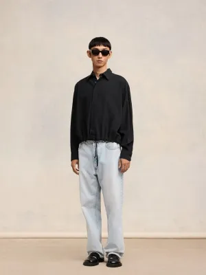 Cotton Crepe Drawstring Waist Shirt
