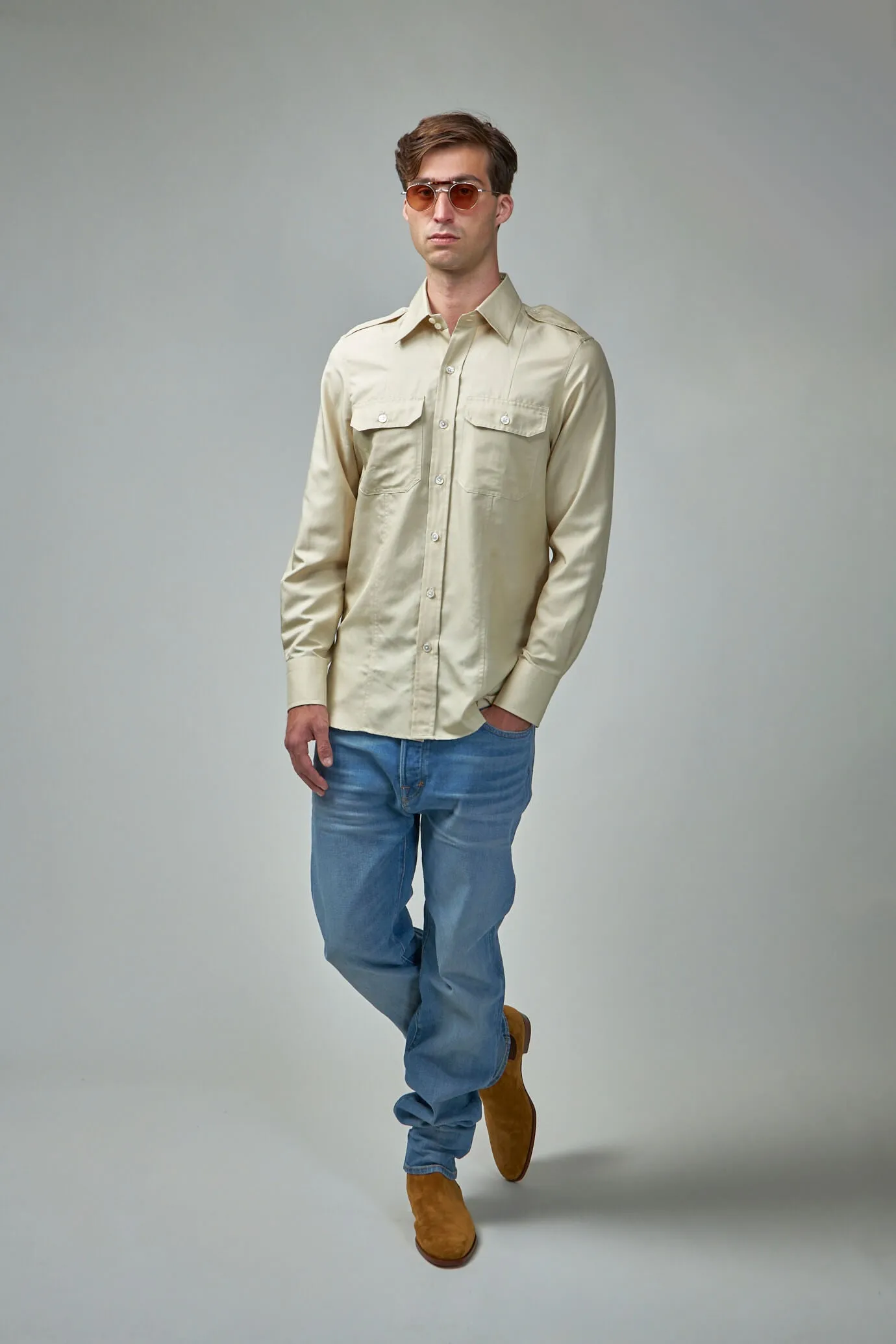 Cotton Silk Air Finishing Military Leisure Shirt