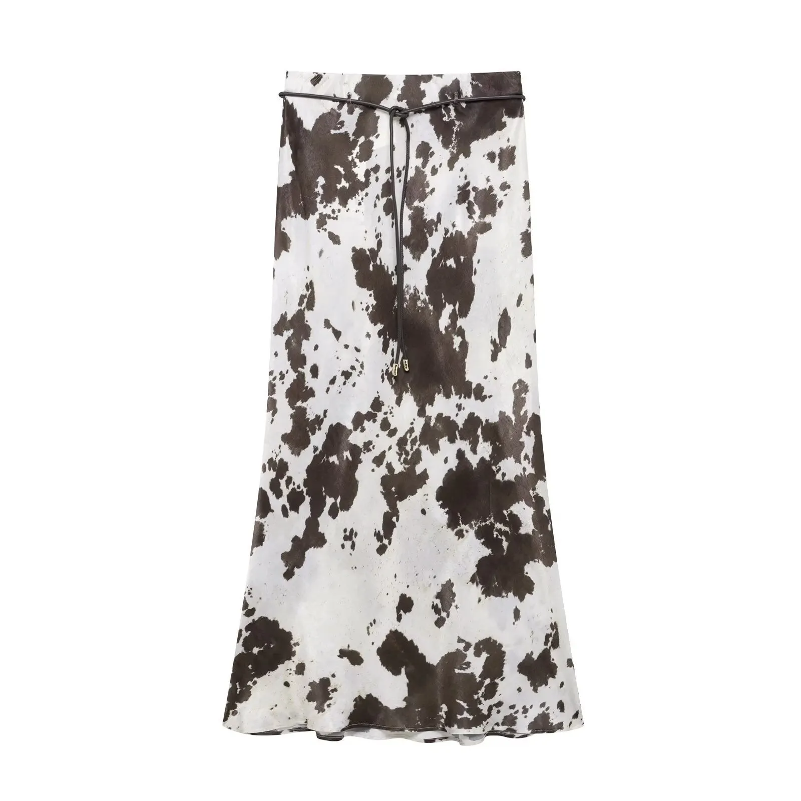 Cow Print Button Down Top and Maxi Skirt Set