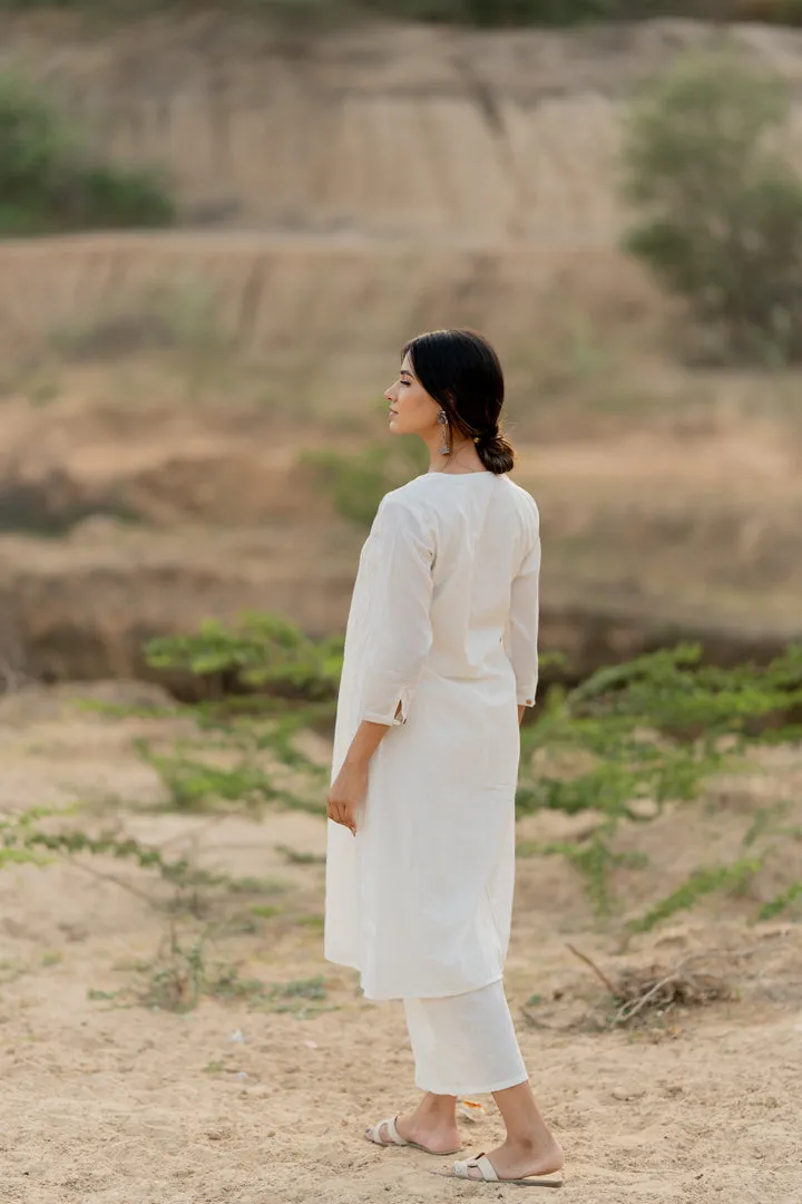 Creamy white kurta set