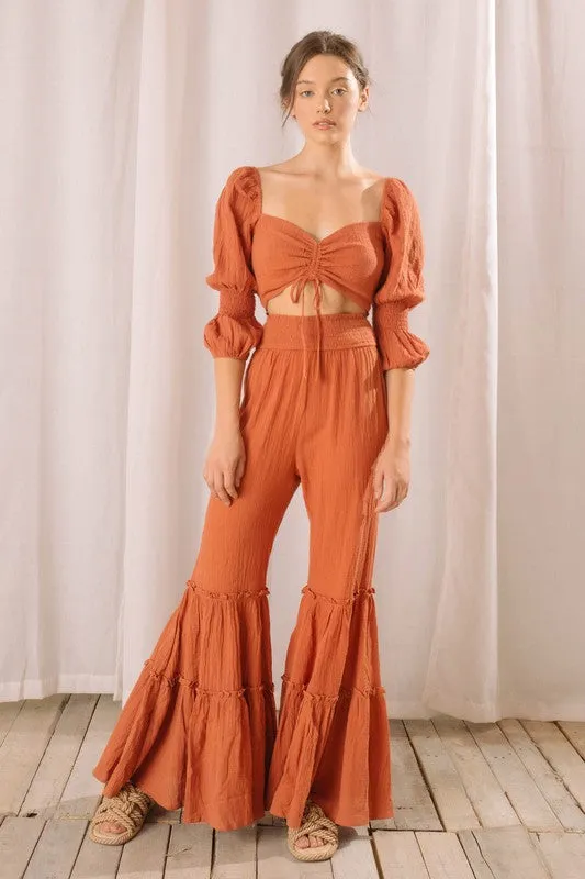 Crepe Ruched Center Crop Top