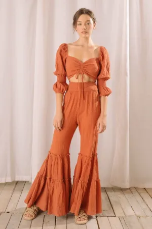 Crepe Ruched Center Crop Top