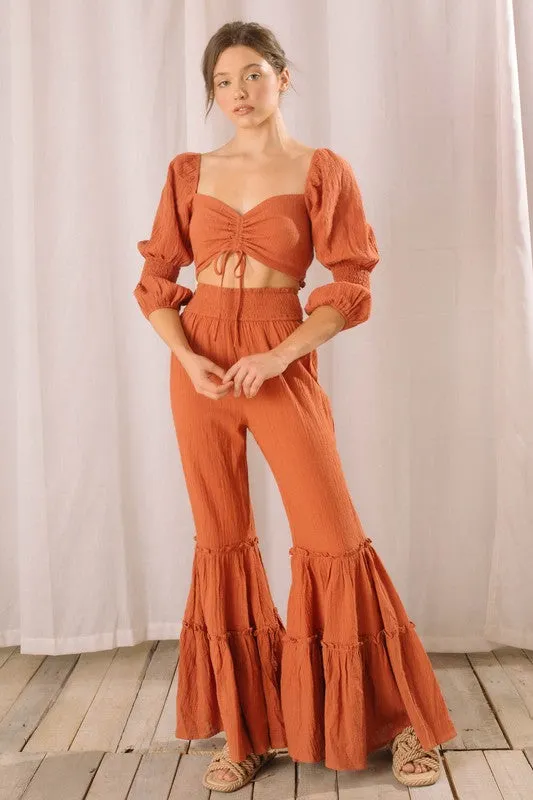 Crepe Ruched Center Crop Top