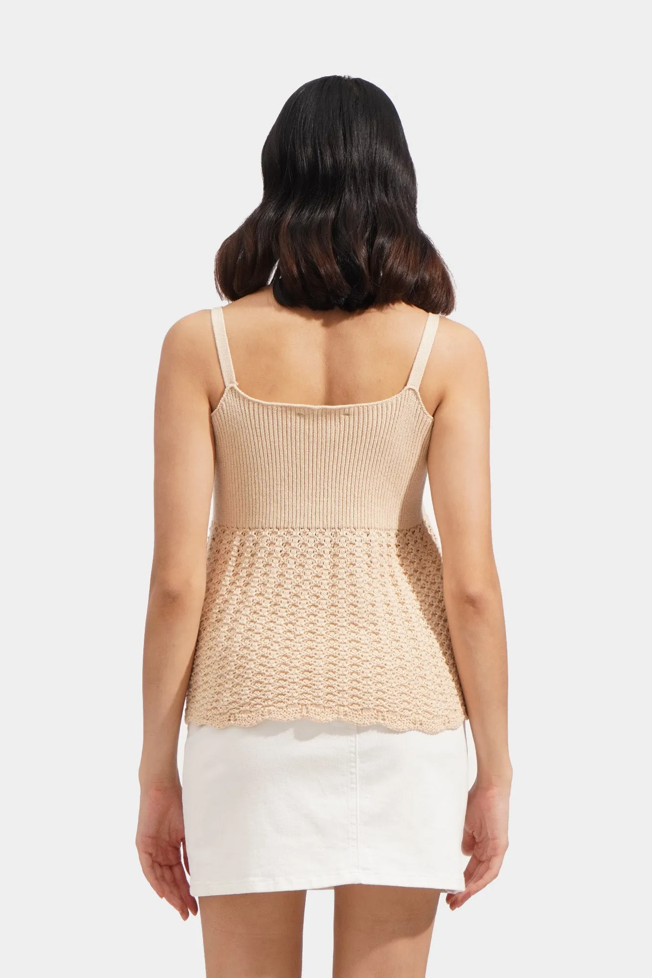 Crochet Peplum Knit Top