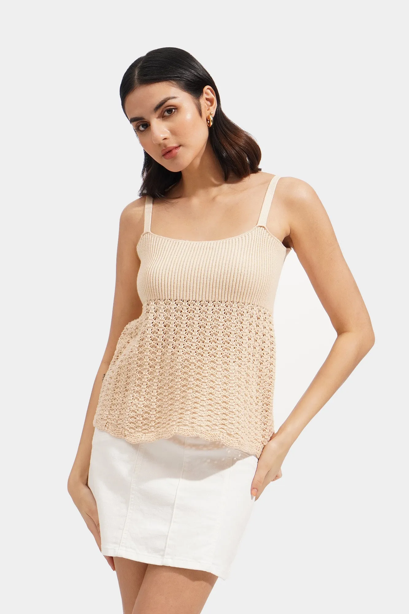 Crochet Peplum Knit Top