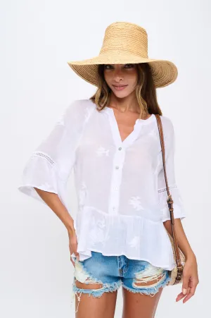 CROCHET TRIM PEPLUM SHIRT