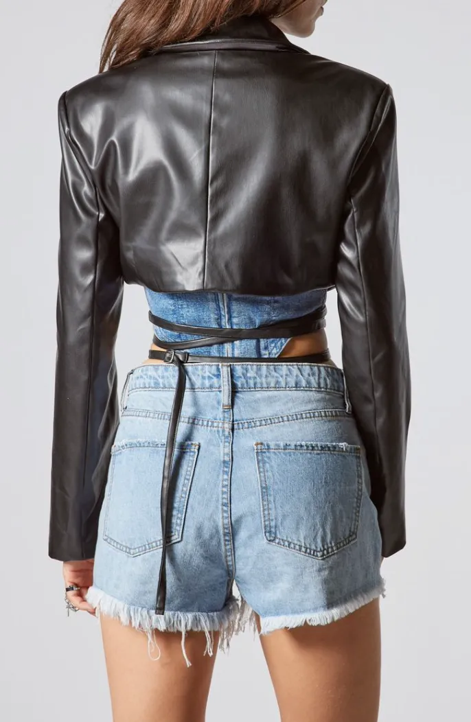 Cropped Belted Blazer