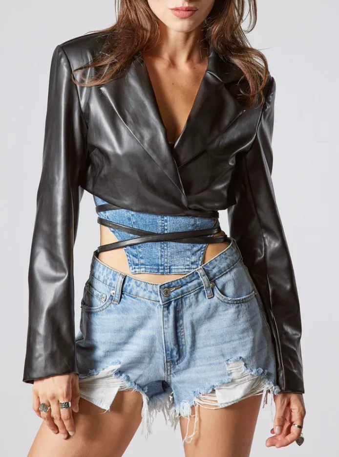 Cropped Belted Blazer