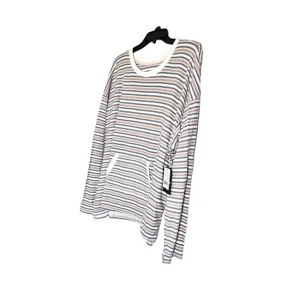 Cuddl Duds Womens Cream Gray Striped Knit Long Sleeve Pajama Sets Plus Sz 3X New