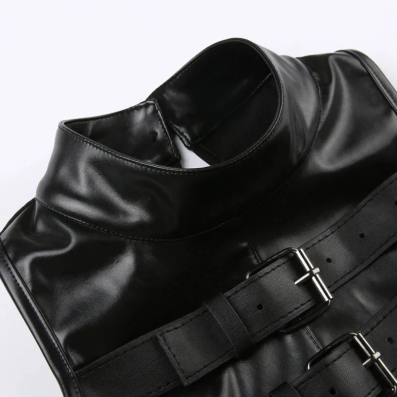Cyberpunk Faux Leather Crop Top