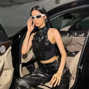 Cyberpunk Faux Leather Crop Top