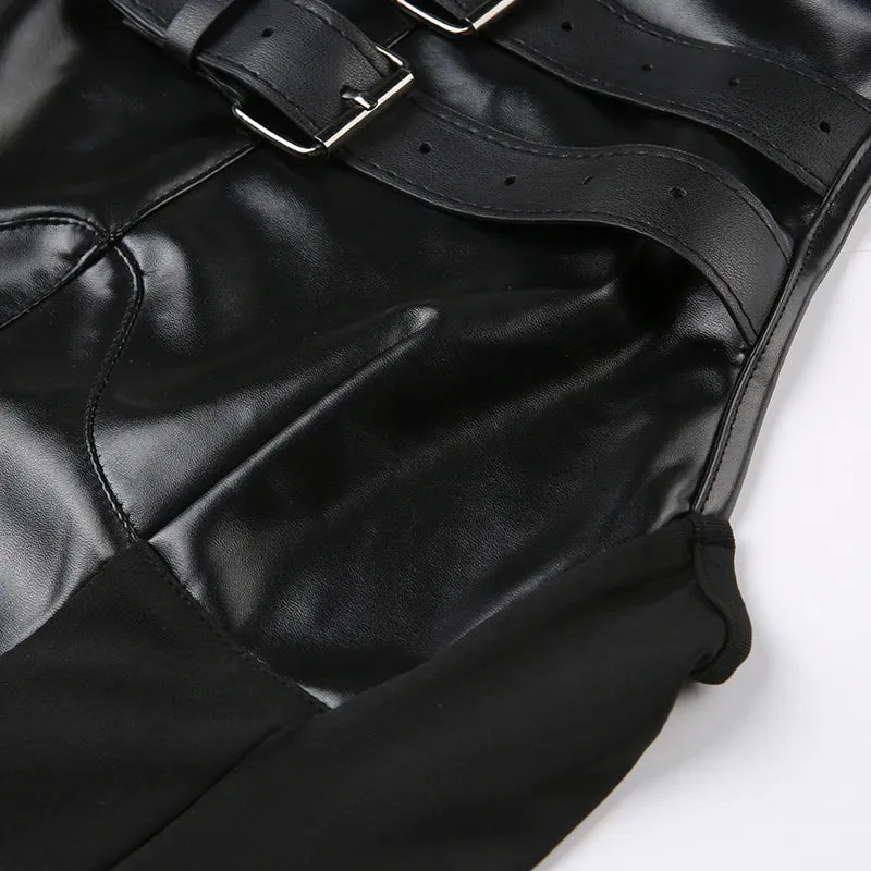 Cyberpunk Faux Leather Crop Top
