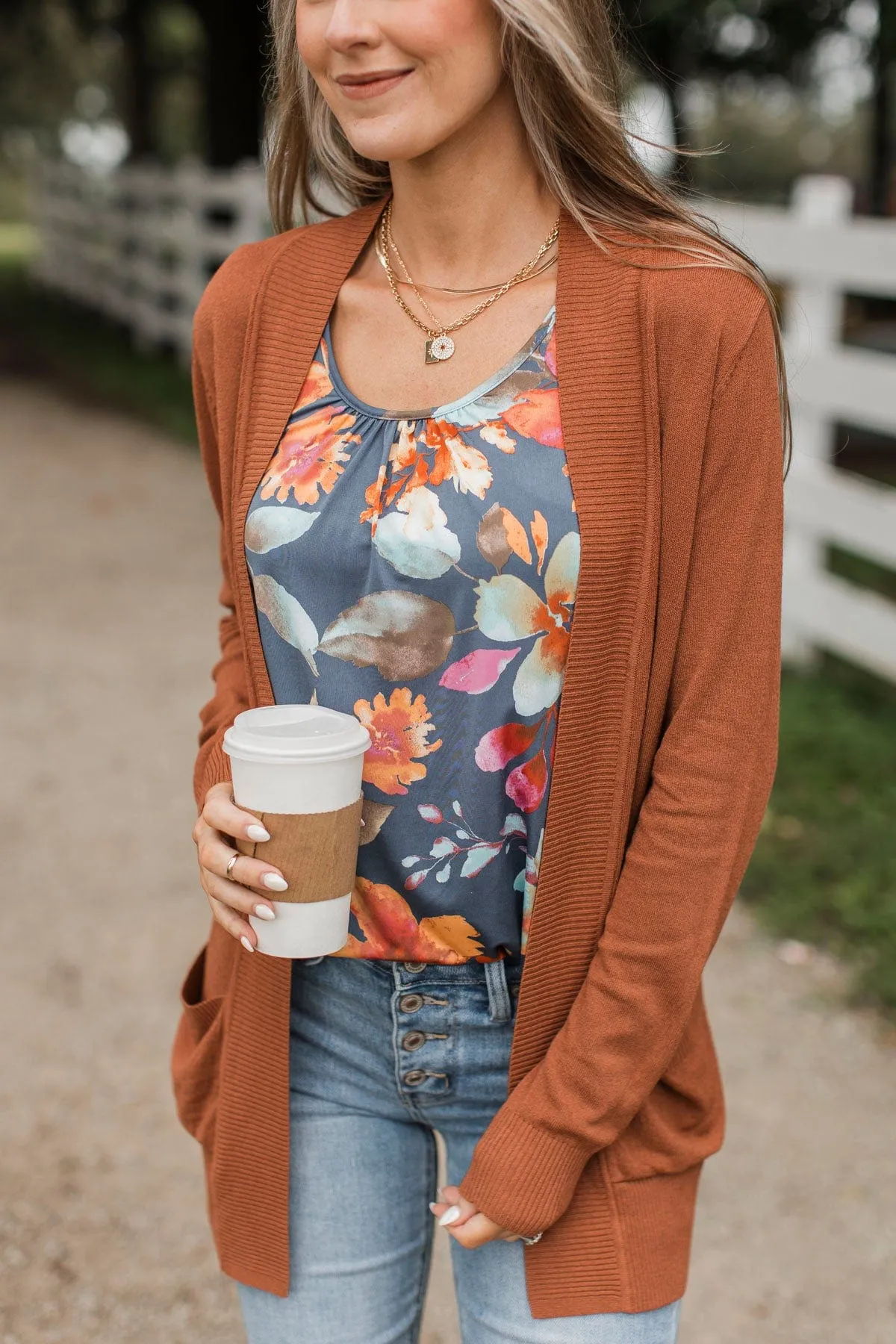 Day Dreams Of You Floral Tank Top- Navy