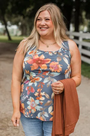 Day Dreams Of You Floral Tank Top- Navy
