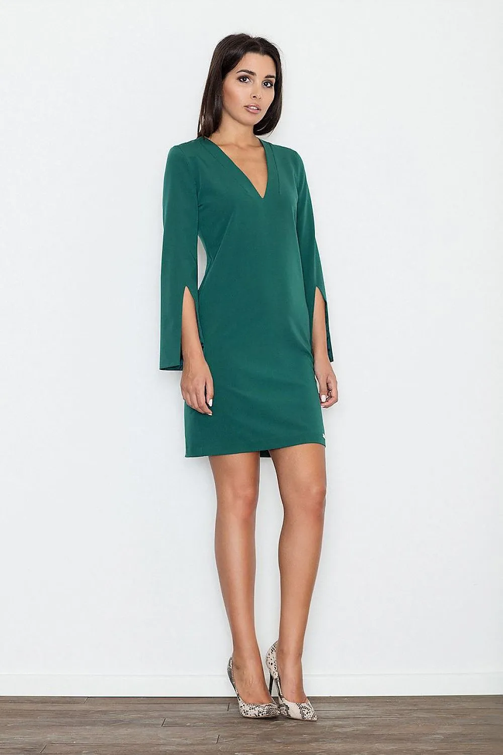 Day dress Polyester/Viscose Office Minimalist Split Sleeve Knee Length Dress