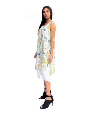 Double Layer Flower Print Shift Dress