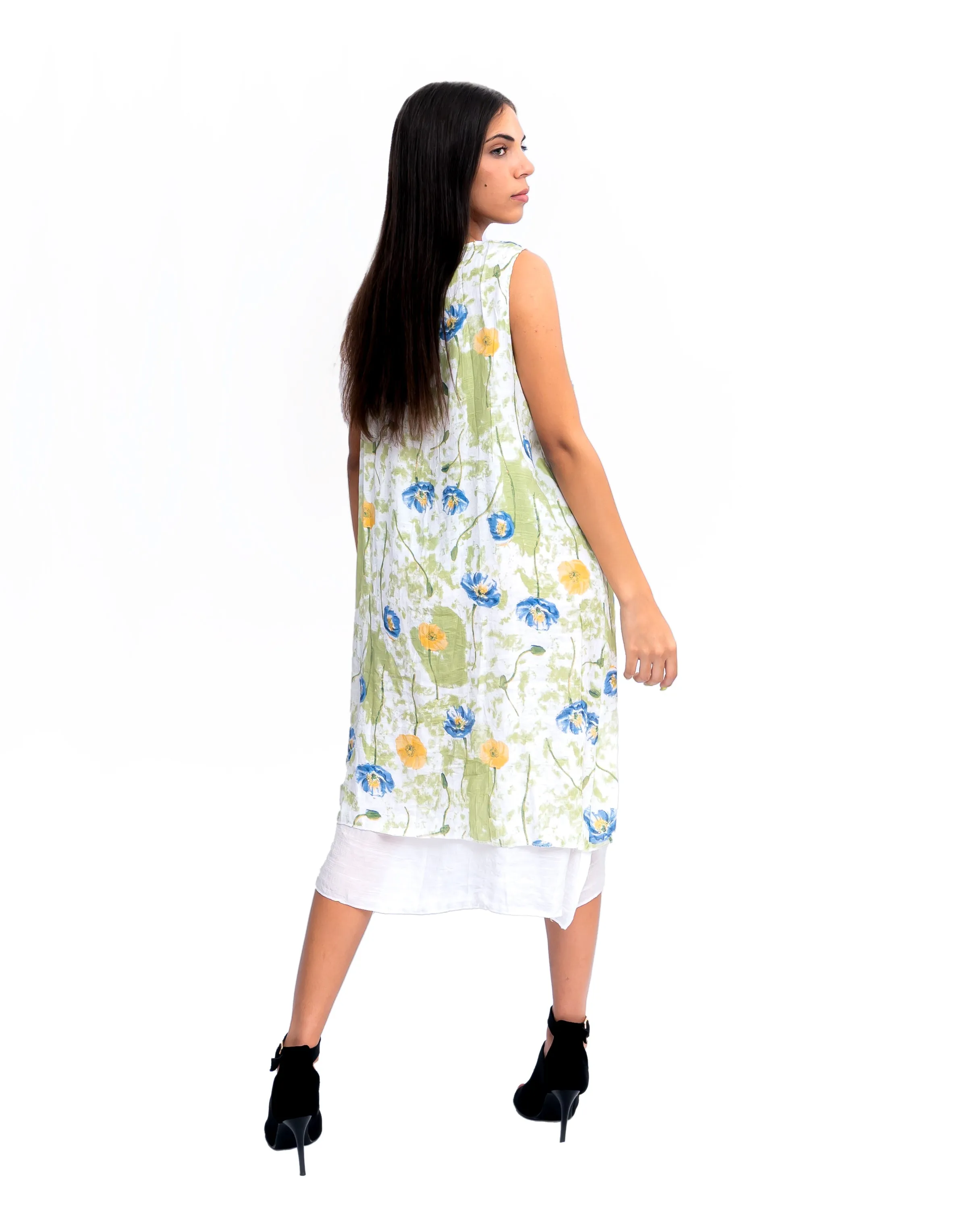 Double Layer Flower Print Shift Dress