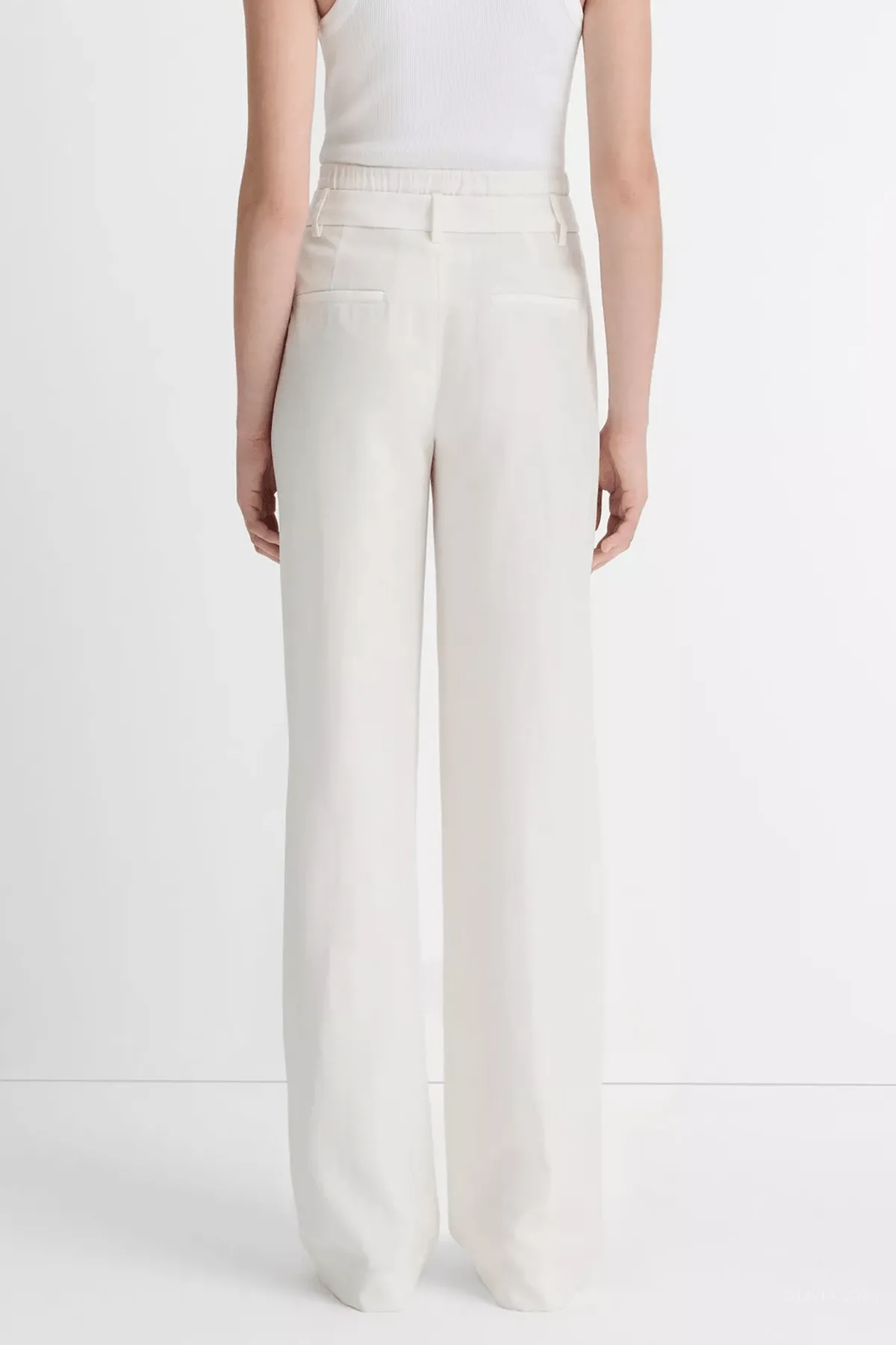 Double-Waistband Drawstring Pant in Off-White
