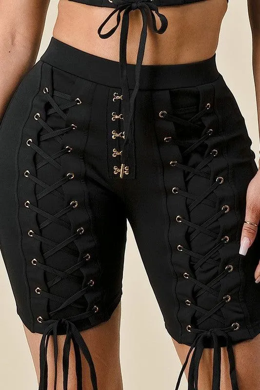 DRAWSTRING CAPRI AND CROP TOP