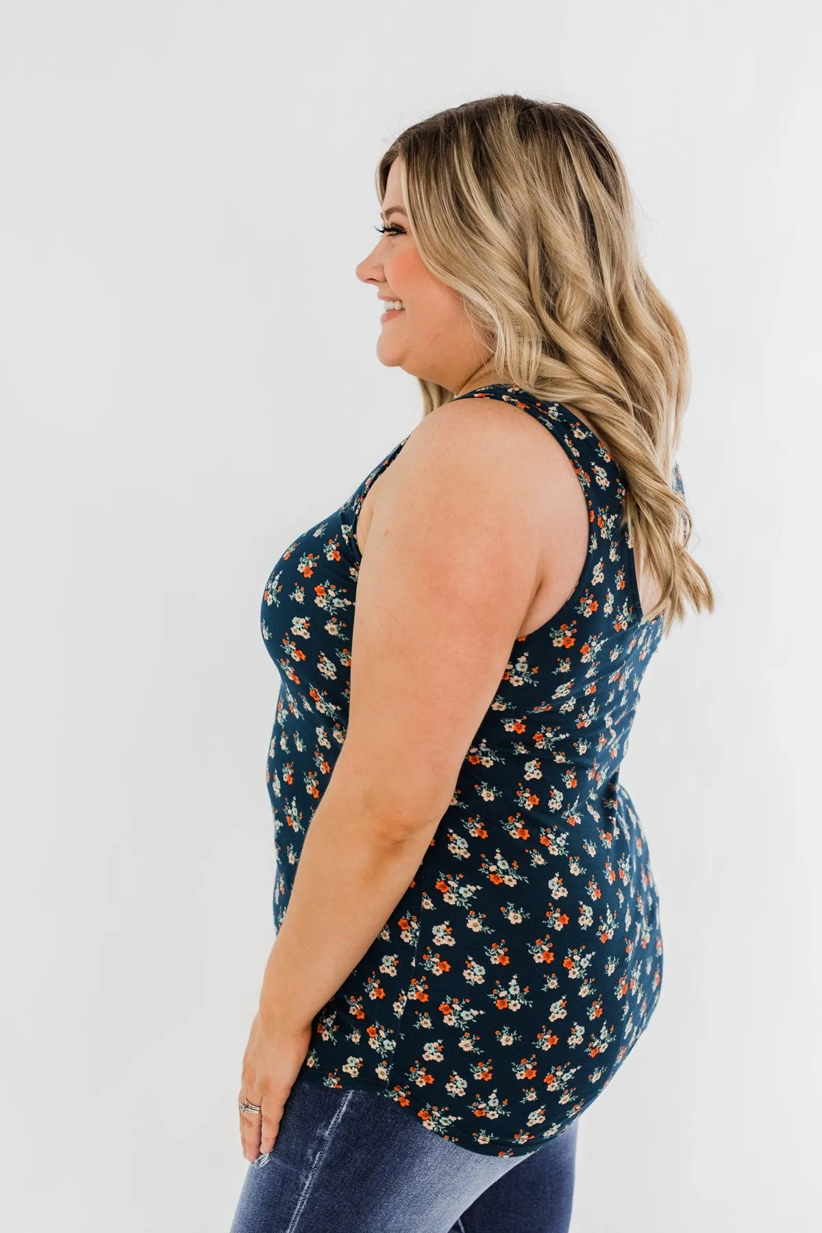 Easily Attracted Floral Tank Top- Dark Teal