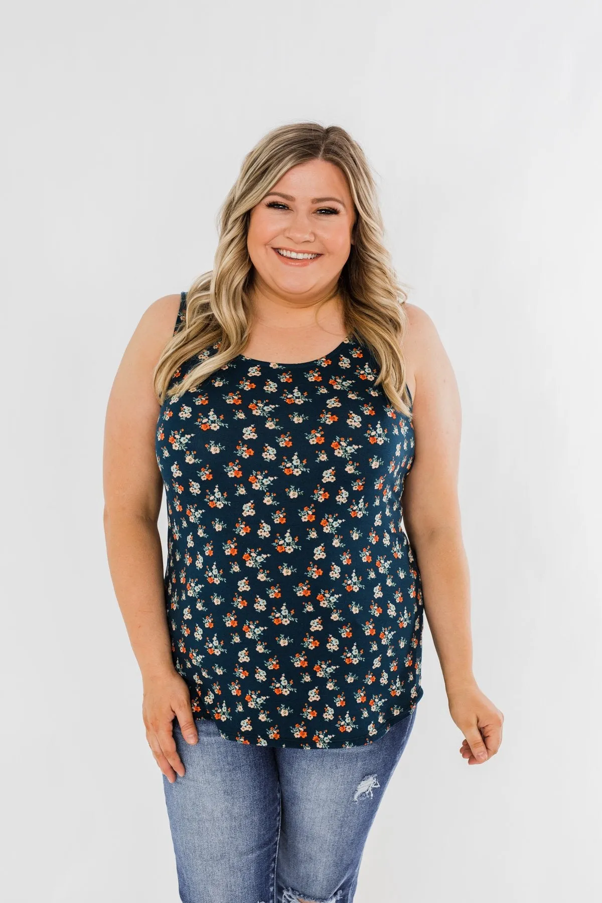 Easily Attracted Floral Tank Top- Dark Teal