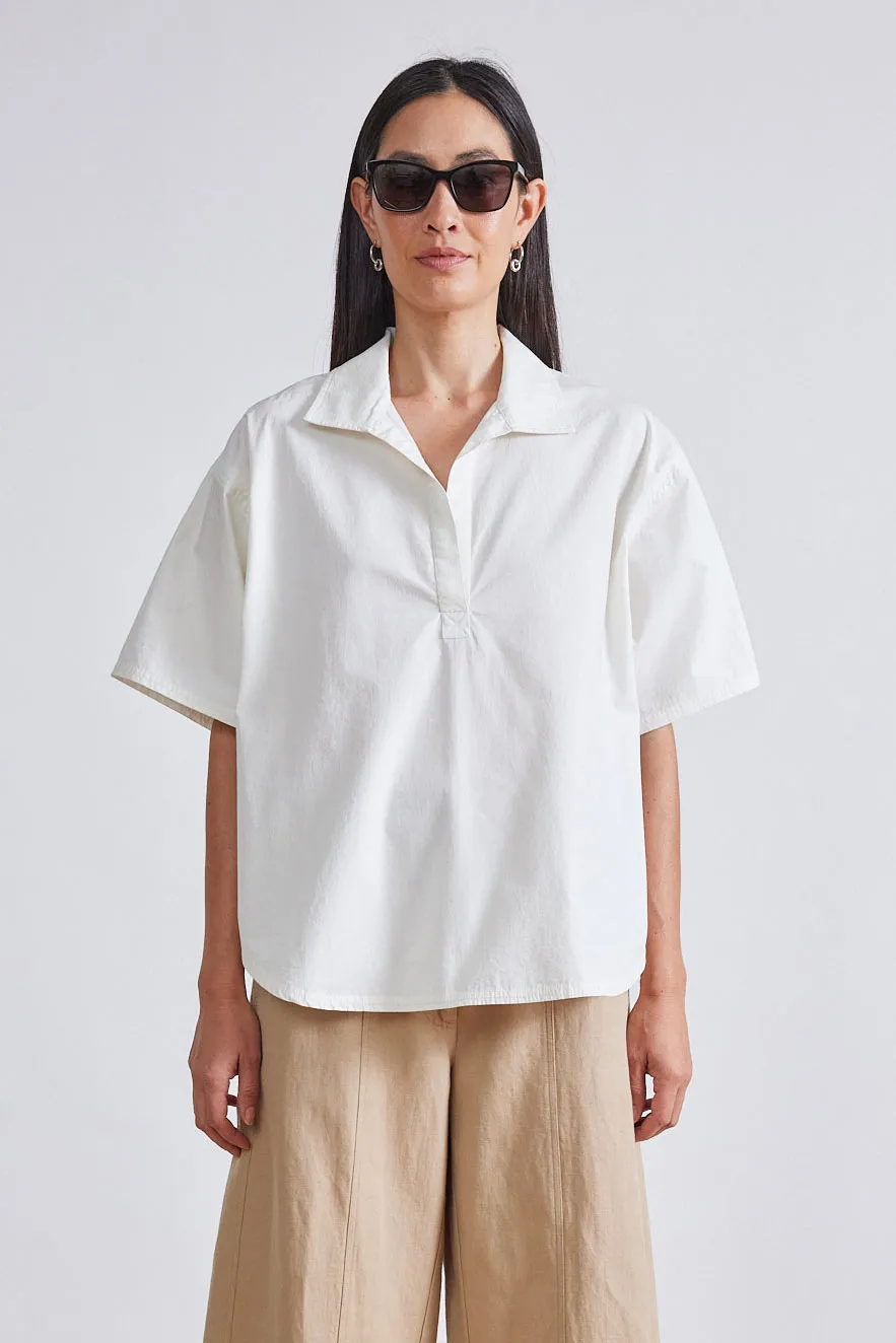 Easy Popover Henley Top in Cream